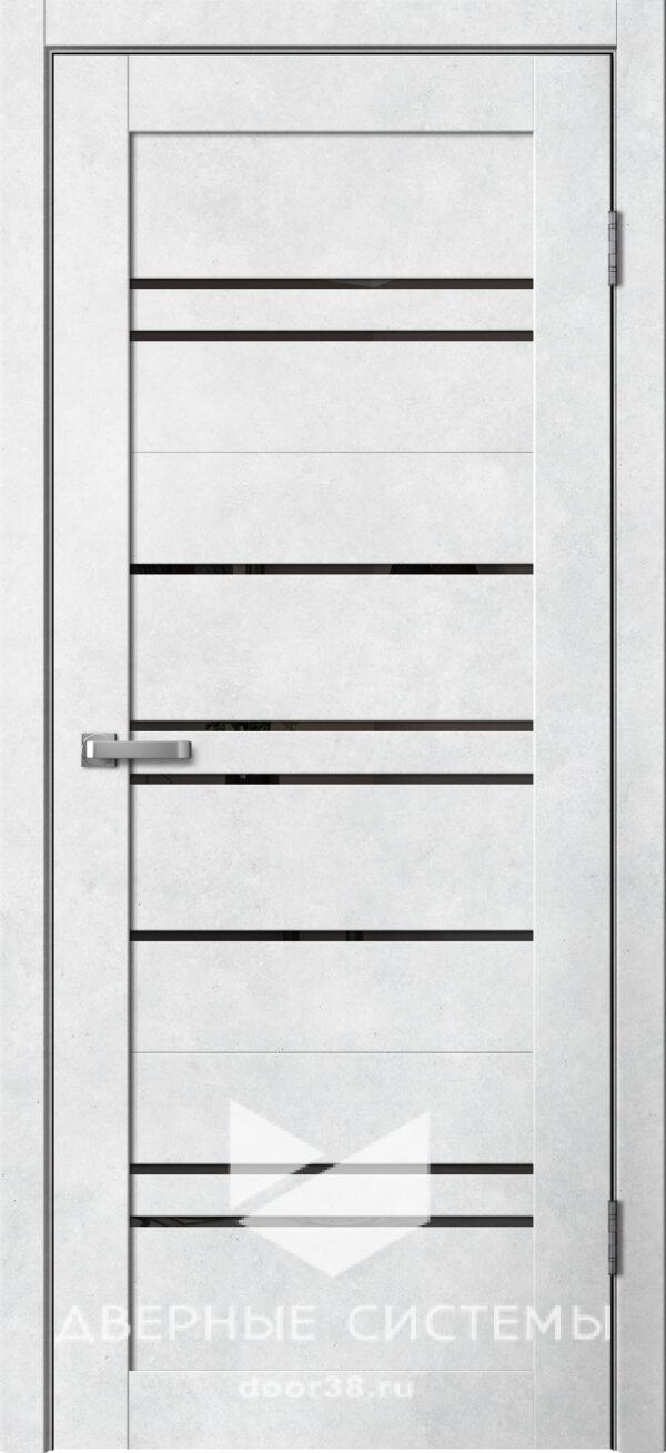 Дверь межкомнатная Барн B02 Бетон Светлый (черное стекло)