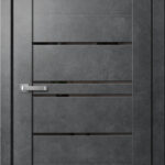 Дверь межкомнатная Барн B02 Бетон Темный (черное стекло)