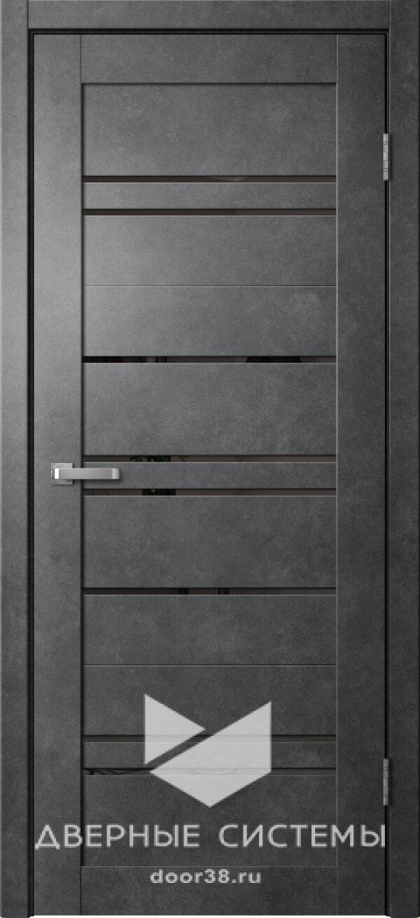 Дверь межкомнатная Барн B02 Бетон Темный (черное стекло)