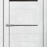 Дверь межкомнатная Барн B03 Бетон Светлый (черное стекло)
