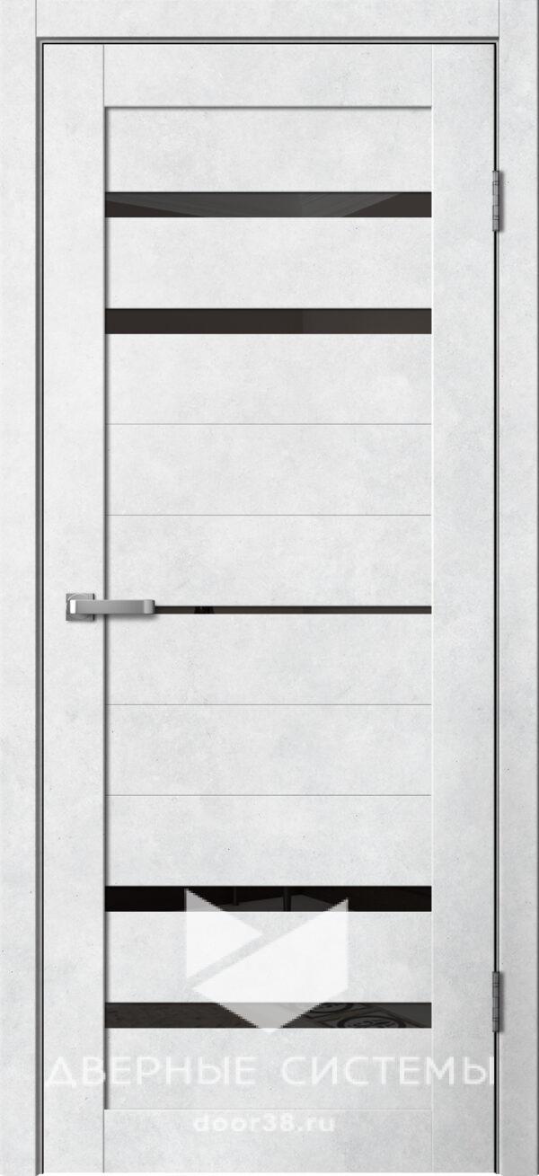 Дверь межкомнатная Барн B03 Бетон Светлый (черное стекло)