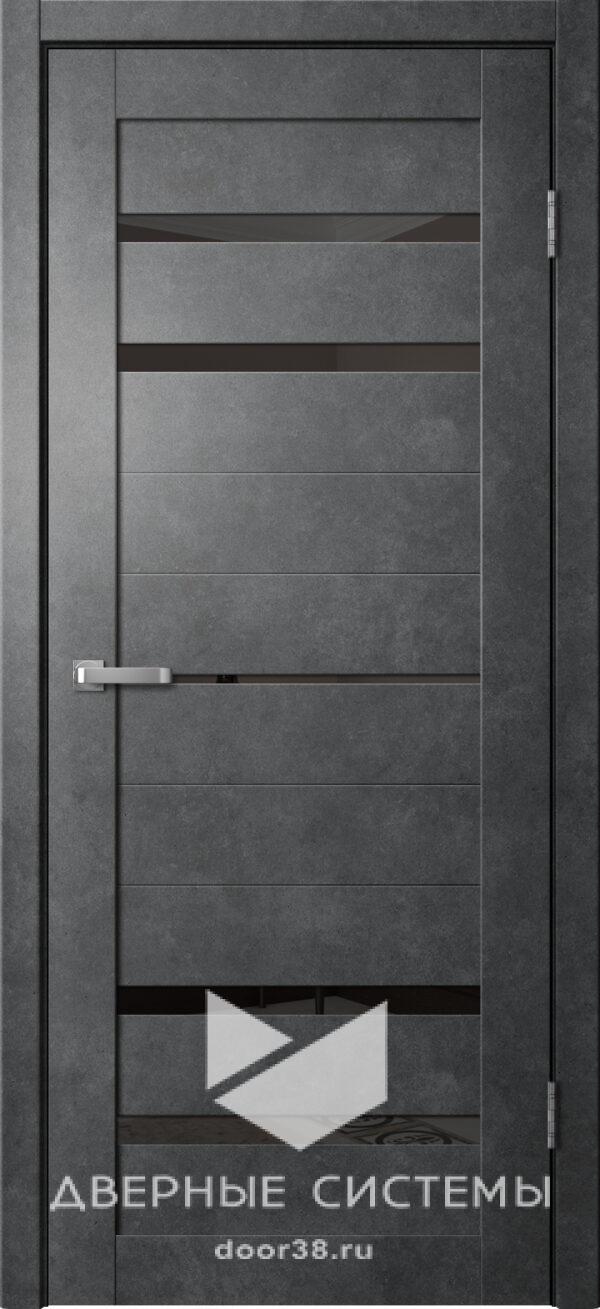 Дверь межкомнатная Барн B03 Бетон Темный (черное стекло)