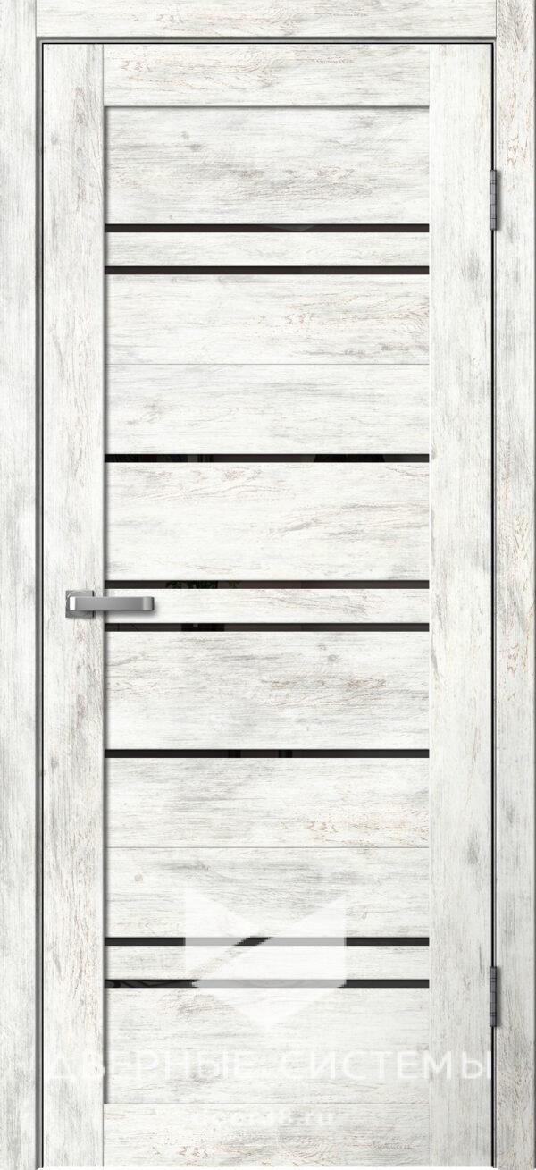 Дверь межкомнатная Барн B02 Ель Альпийская (черное стекло)