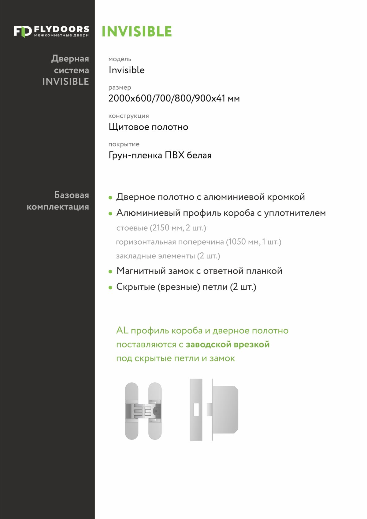 Скрытая дверь INVISIBLE (черная алюминиевая кромка с 4-х сторон, магнитная защелка) — изображение 3