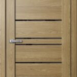 Дверь межкомнатная Барн B02 Дуб Европейский (черное стекло)