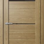 Дверь межкомнатная Барн B03 Дуб Европейский (черное стекло)