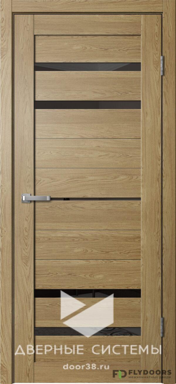 Дверь межкомнатная Барн B03 Дуб Европейский (черное стекло)