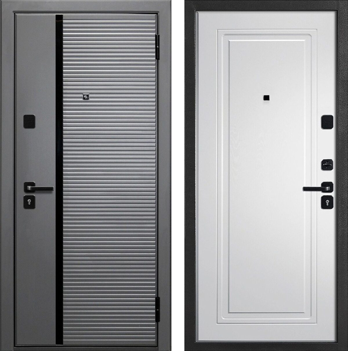 Входная металлическая дверь МЕГИ 75 Бетон графит/ МДФ1 Белый ясень ЧФ — изображение 3