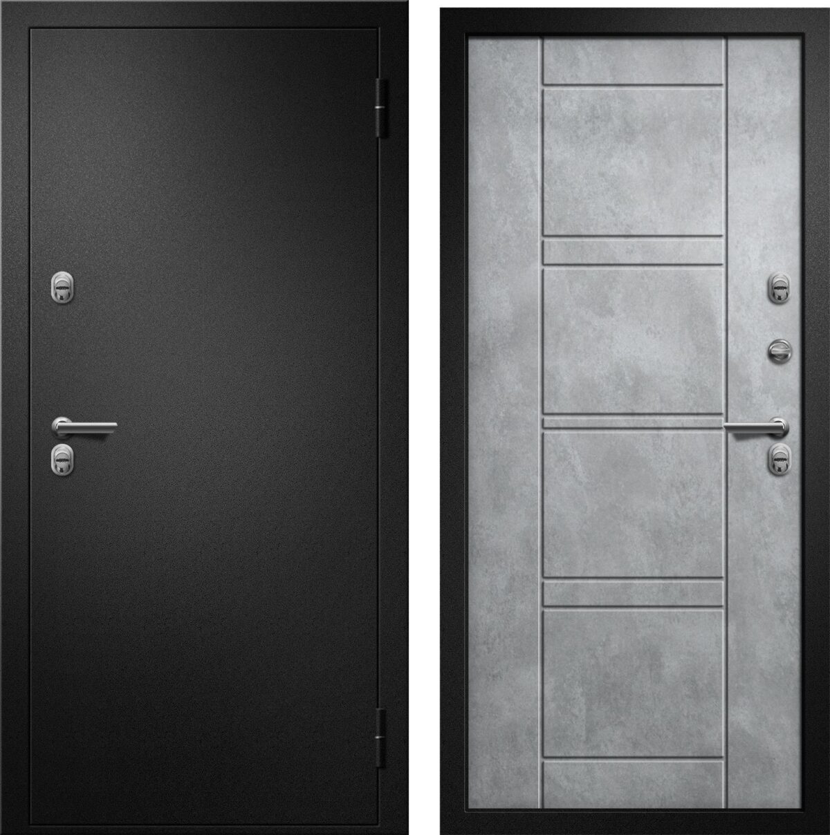 Входная металлическая дверь ПРОФИ (Термо) серебро/ Бетон серый фрезер №138 — изображение 3
