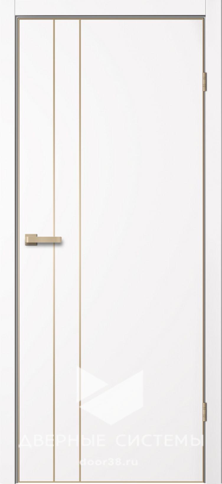 U0000006612 Полотно дверное глухое ТРИНИТИ TR02 ПЭТ Арктик (шампань молдинг и алюм.кромка с 4-х сторон, магнитная защелка) — изображение 1