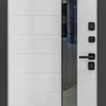 Входная металлическая дверь MIA (Термо, Стеклопак) Грецкий орех/ Белый