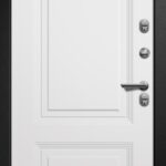 Входная металлическая дверь ПРОФИ (Термо) серебро/ Белая шагрень фрезер №64