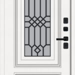 Входная металлическая дверь ШТОРМ СП-11 (Термо, Стеклопак) букле черный/ Велюто Биянко