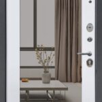 Входная металлическая дверь АРКАН (Зеркало) букле графит/ Велюто Биянко