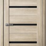 Дверь межкомнатная Ла Стелла 206 Ясень Латте (черное стекло)