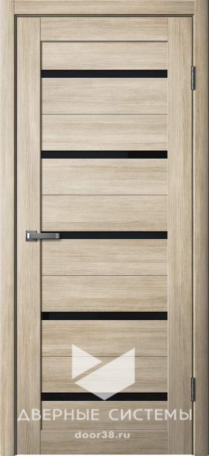 Дверь межкомнатная Ла Стелла 206 Ясень Латте (черное стекло)