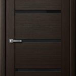 Дверь межкомнатная Ла Стелла 206 Дуб Мокко (черное стекло)