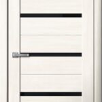 Дверь межкомнатная Ла Стелла 206 Ясень Снежный (черное стекло)