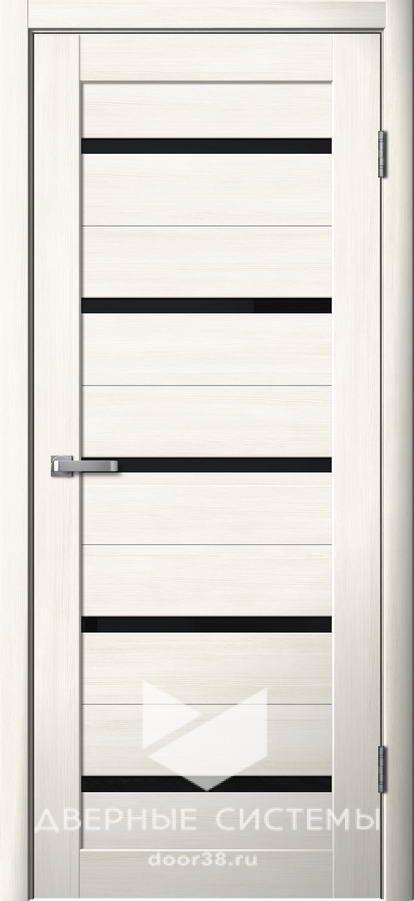 Дверь межкомнатная Ла Стелла 206 Ясень Снежный (черное стекло)