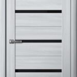 Дверь межкомнатная Ла Стелла 206 Ясень Пепельный (черное стекло)