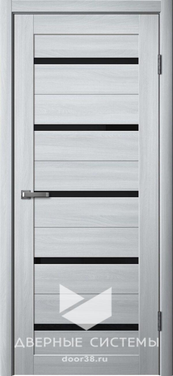 Дверь межкомнатная Ла Стелла 206 Ясень Пепельный (черное стекло)