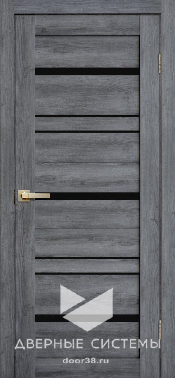 Дверь межкомнатная Лайт Дорс L13 Дуб Стоунвуд (Черное Стекло)