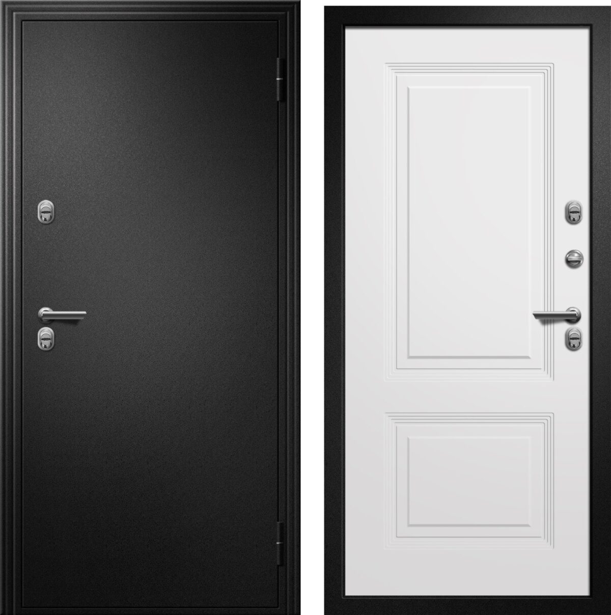 Входная металлическая дверь ПРОФИ (Термо) серебро/ Белая шагрень фрезер №64 — изображение 3
