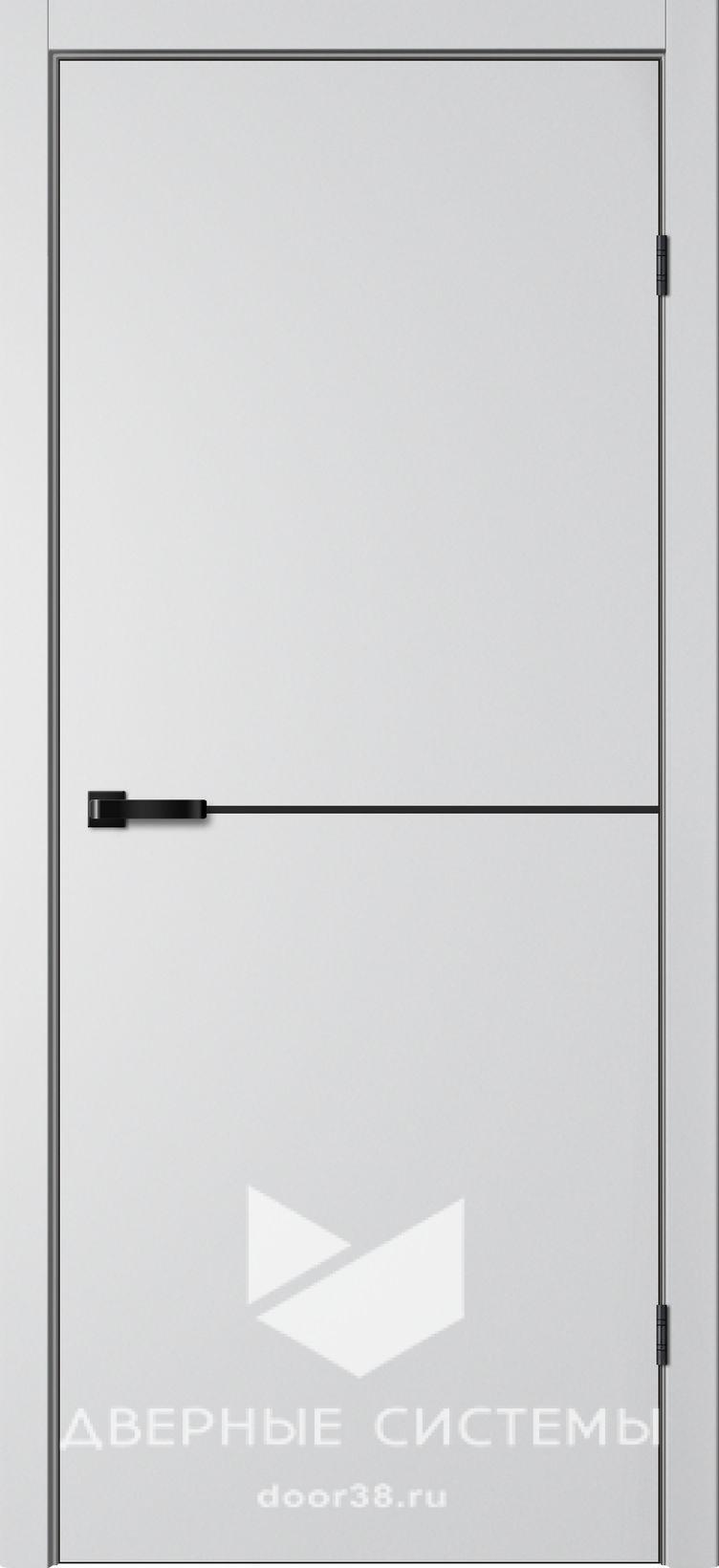 U0000001906 Полотно дверное Фьюжн FN32 ПГ Эмалит Серебристый (Чёрная АБС кромка 2мм с 4-х сторон магнитная защелка) — изображение 1