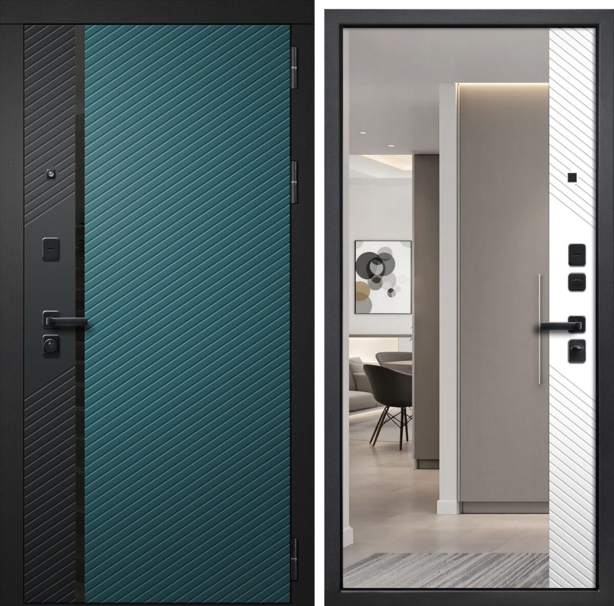 Входная металлическая дверь ДИЛАЙН черный муар/ Велюто Верде — изображение 3