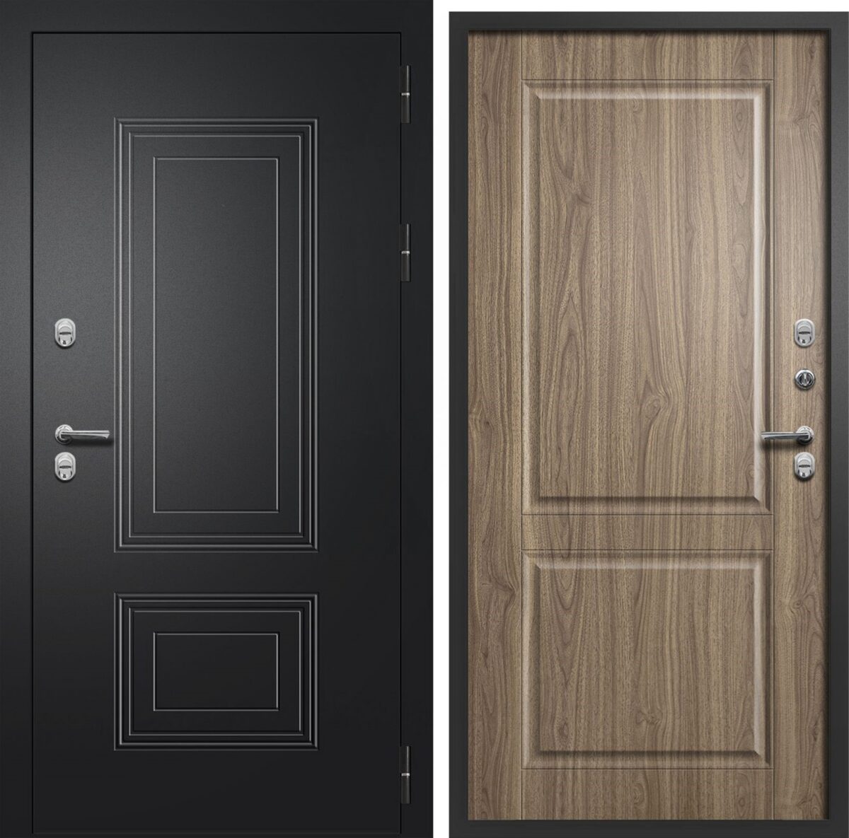 Входная металлическая дверь ШТОРМ (Термо) букле черный/ Орех пекан — изображение 3