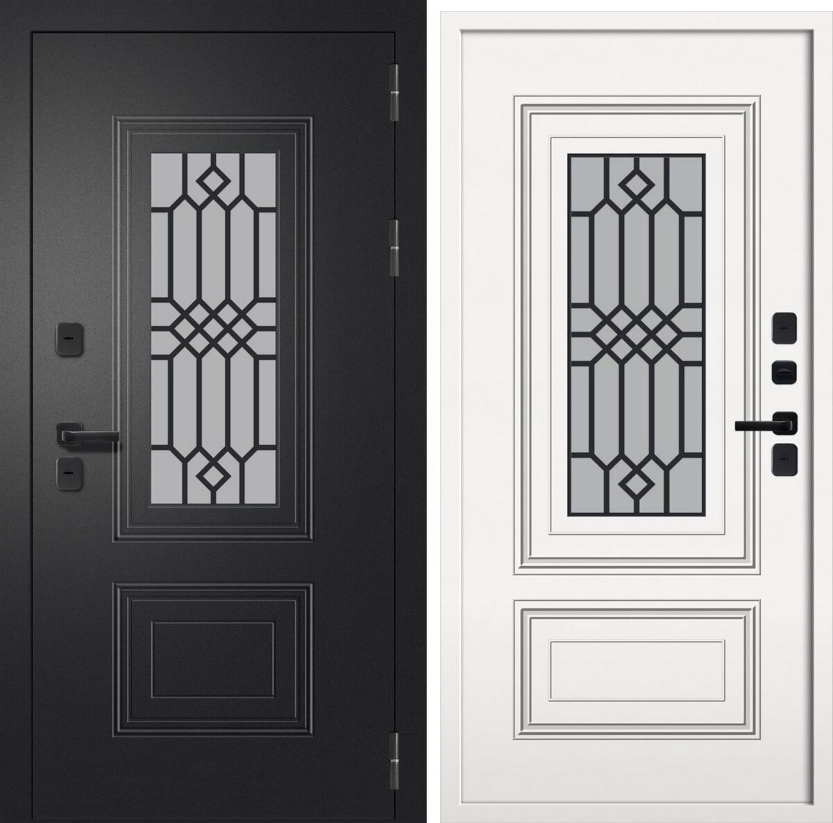 Входная металлическая дверь ШТОРМ СП-11 (Термо, Стеклопак) букле черный/ Велюто Биянко — изображение 3