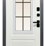 Входная металлическая дверь Винтер 100 Панорама Терморазрыв Веллюто Бьянко / Графит