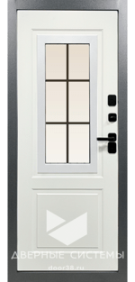 Входная металлическая дверь Винтер 100 Панорама Терморазрыв Веллюто Бьянко / Графит